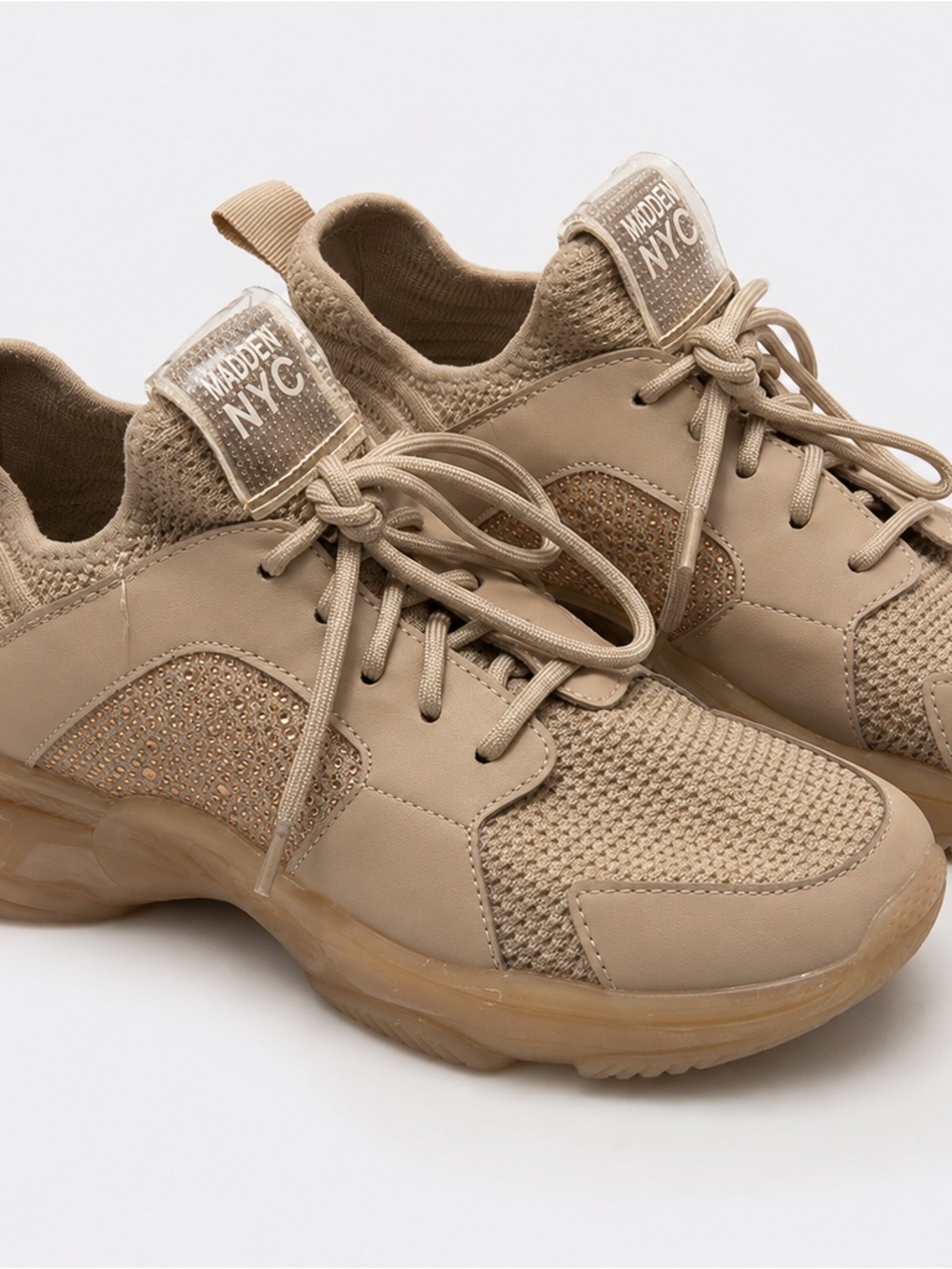 Steve Madden Women's Beige Knit Chunky Sneaker